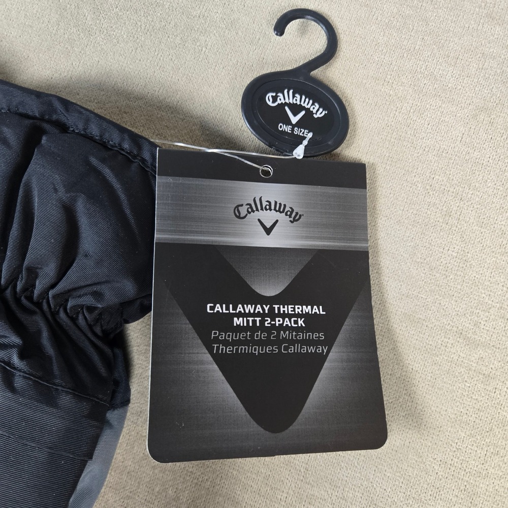 Callaway Thermal Mitts 2 Pack One Size Black Gray Golf Fleece Winter Water repel - Picture 2 of 6